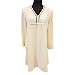 SOPHIE MAX v-neck crepe lace trim dress SMALL